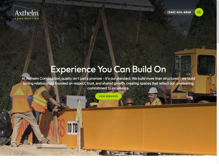 Axthelm Construction Website Design by Efinitytech Seattle