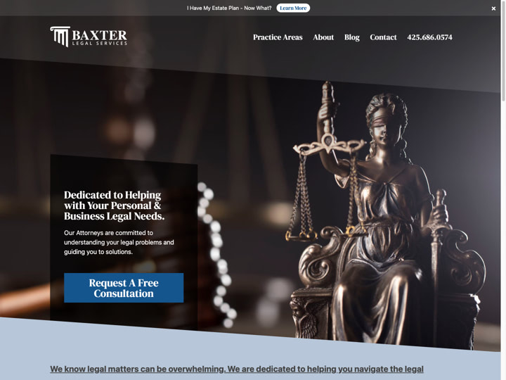 Baxter Legal Services Website Design by Efinitytech Seattle