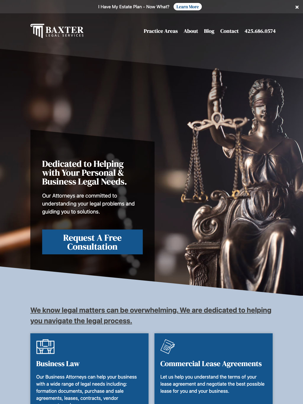 Baxter Legal Services Tablet Website Design by Efinitytech Seattle