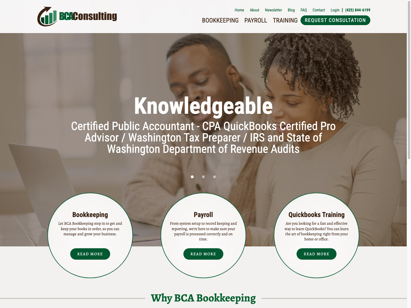 BCA Bookkeeping Website Design by Efinitytech Seattle