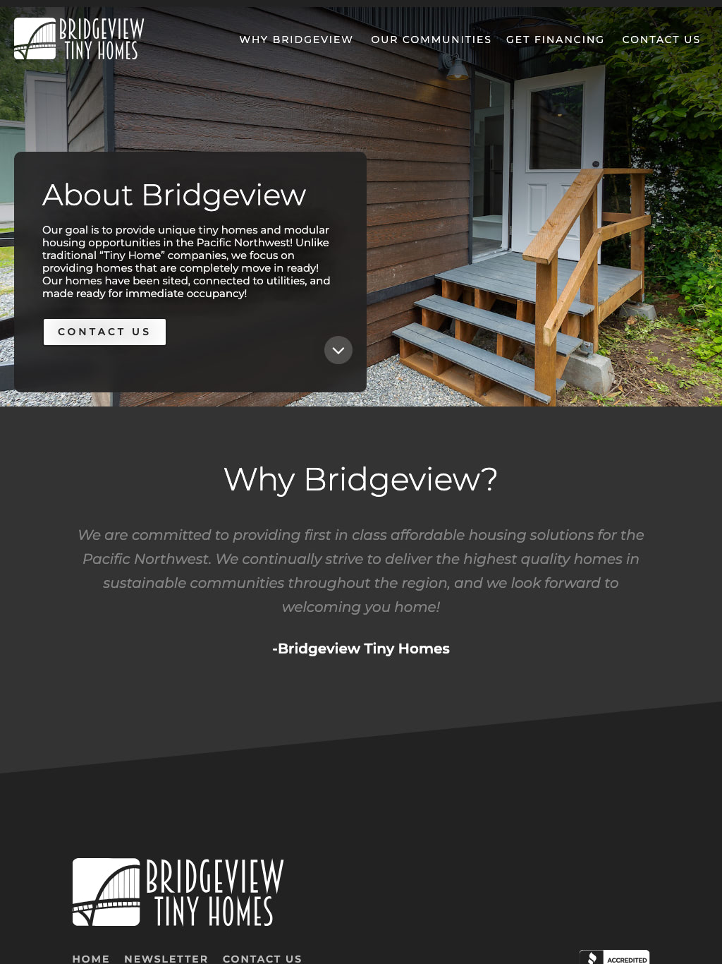 BVTinyHomes Tablet Website Design by Efinitytech Seattle