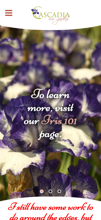 Cascadia Iris Gardens Mobile Website Design by Efinitytech Seattle