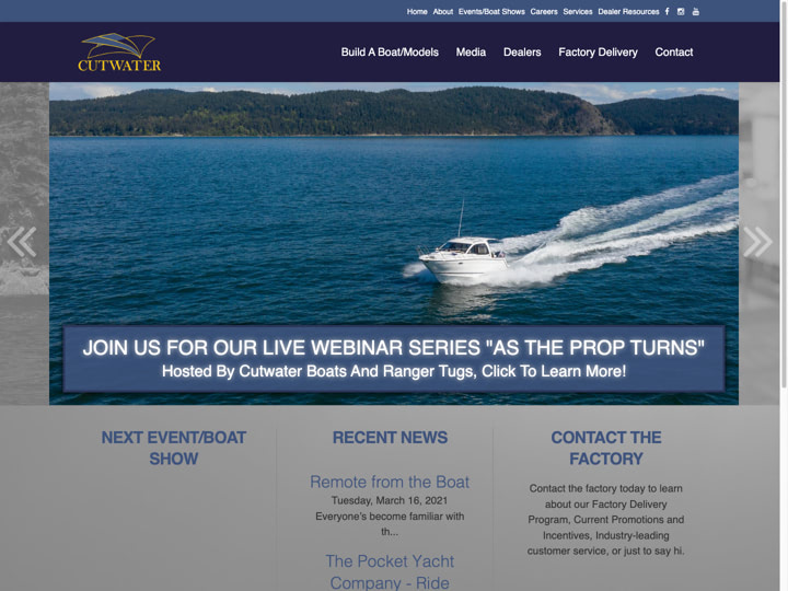 Cutwater Boats Website Design by Efinitytech Seattle