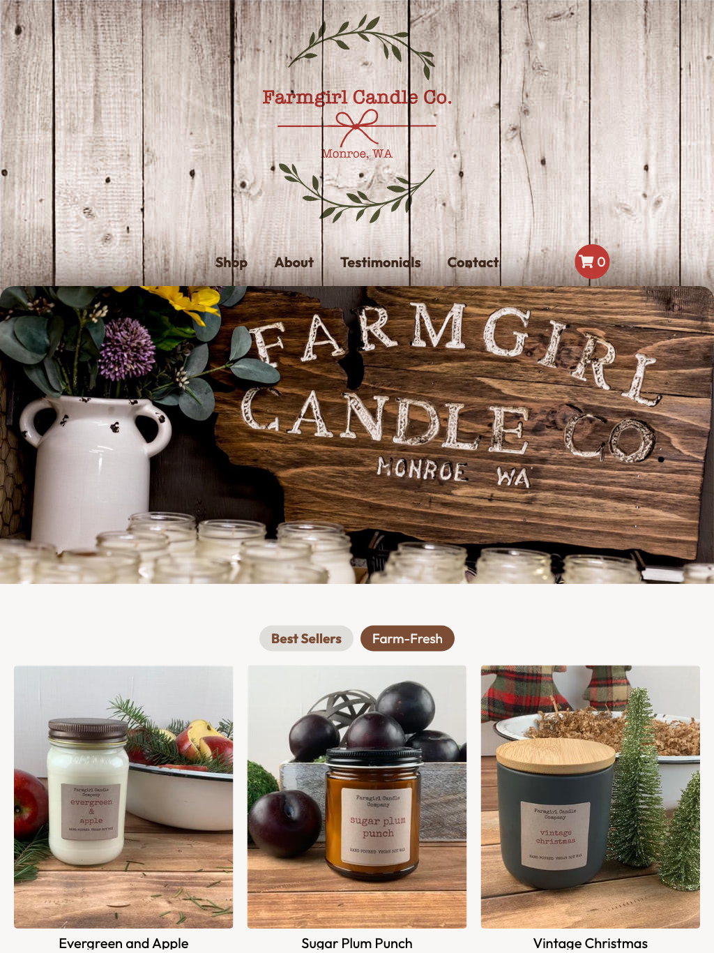 Farm Girl Candle Company Tablet Website Design by Efinitytech Seattle