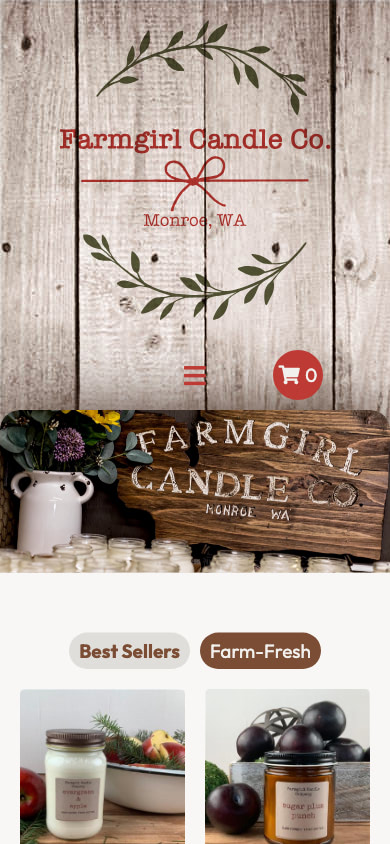 Farm Girl Candle Company Mobile Website Design by Efinitytech Seattle