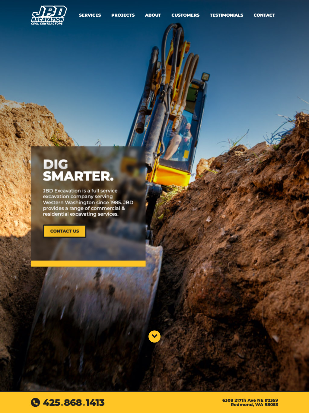 JBD Excavation Tablet Website Design by Efinitytech Seattle