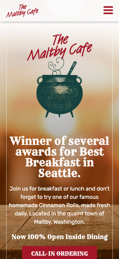 Maltby Cafe Mobile Website Design by Efinitytech Seattle