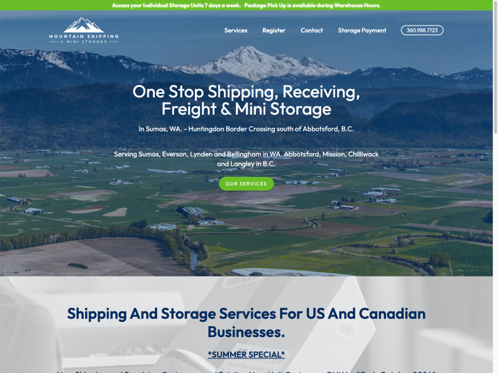 Mountain Shipping & Mini Storage Website Design by Efinitytech Seattle