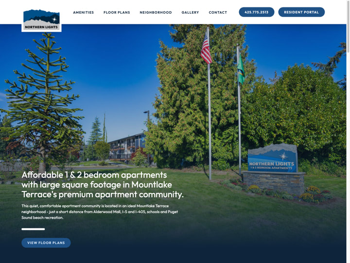 Northern Lights Apartments Website Design by Efinitytech Seattle