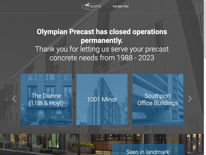 Olyprecast Website Design by Efinitytech Seattle