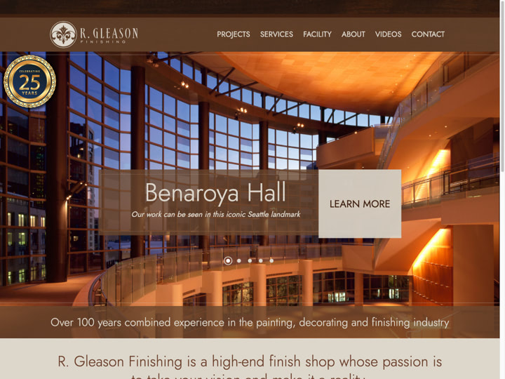 R Gleason Finishing Website Design by Efinitytech Seattle