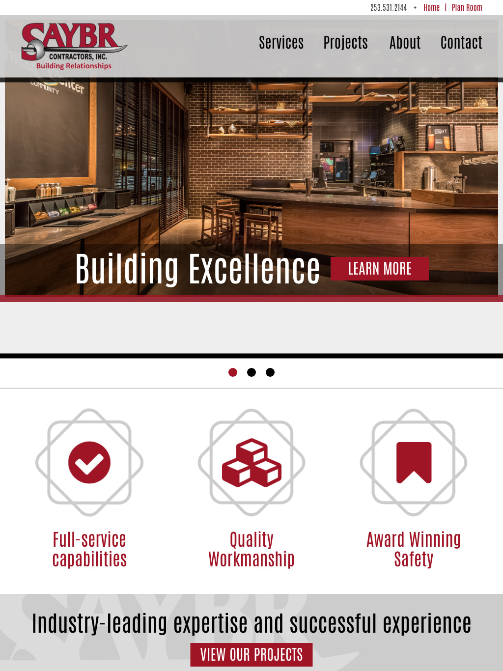 Saybr Contractors Tablet Website Design by Efinitytech Seattle