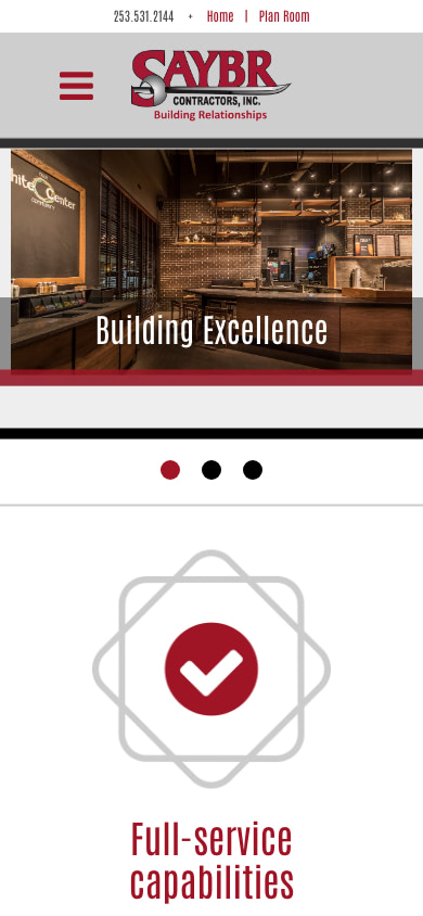 Saybr Contractors Mobile Website Design by Efinitytech Seattle