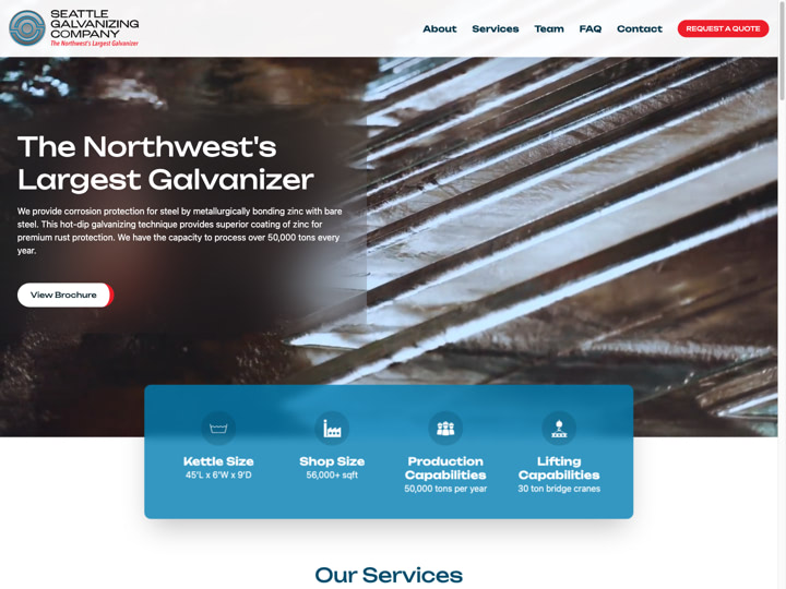 Seattle Galvanizing Website Design by Efinitytech Seattle