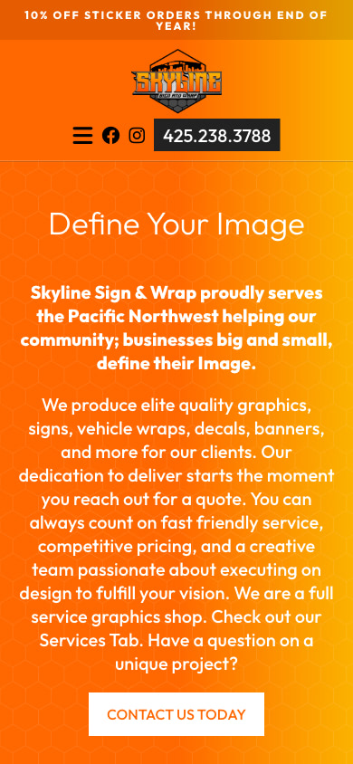 Skyline Sign and Wrap Mobile Website Design by Efinitytech Seattle