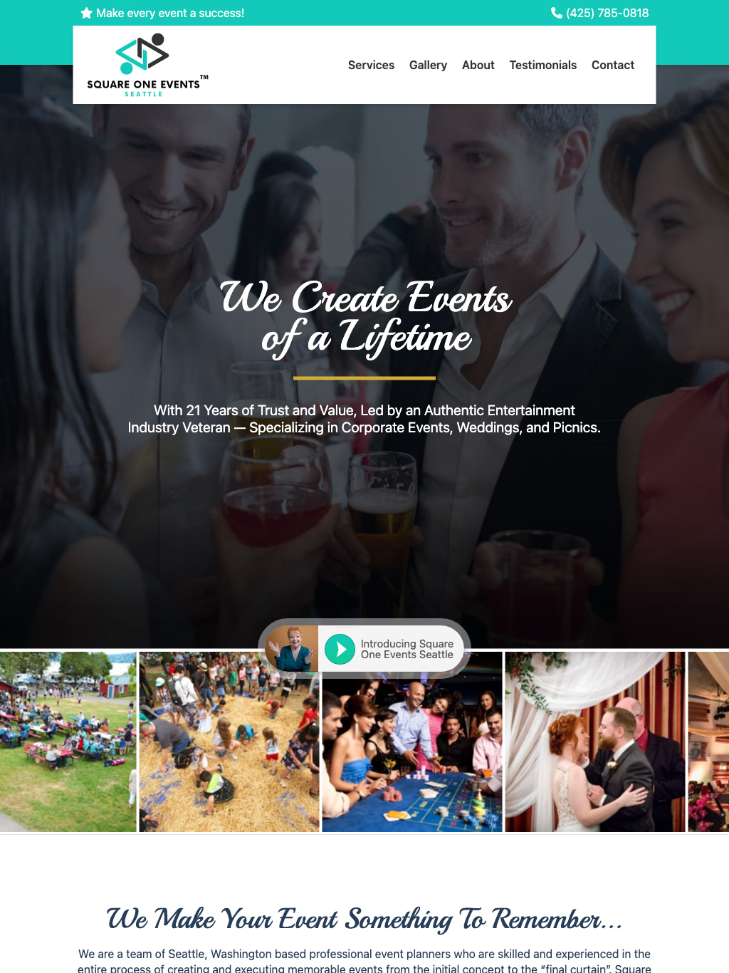 Square One Events Seattle Tablet Website Design by Efinitytech Seattle