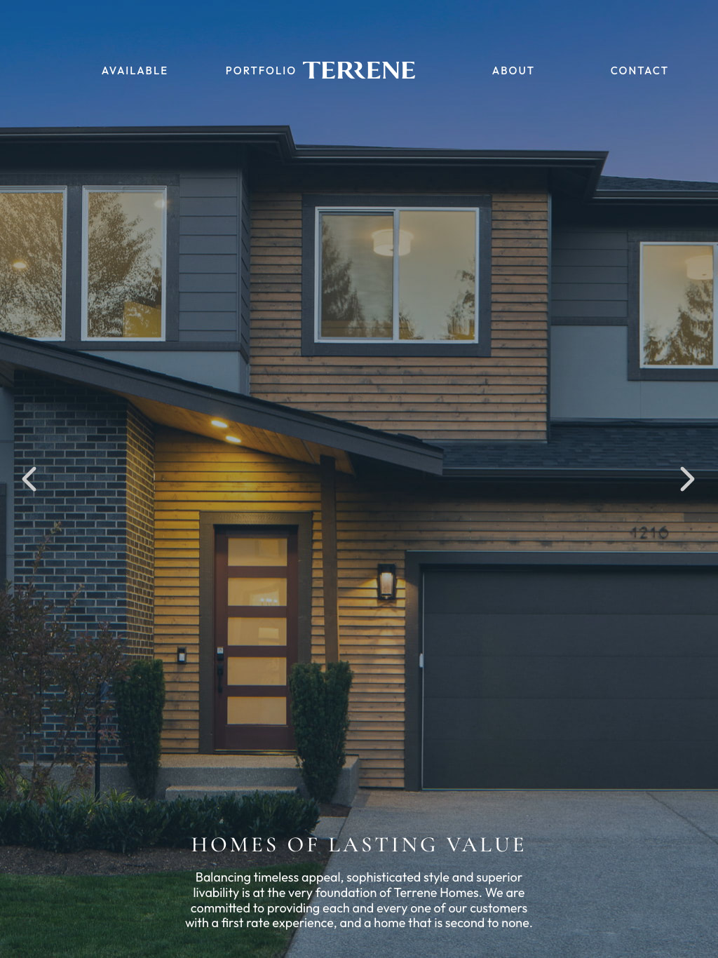 Terrene Homes Tablet Website Design by Efinitytech Seattle