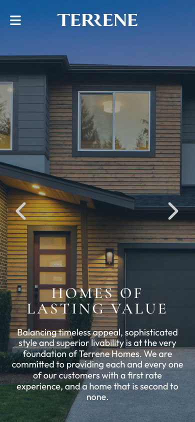 Terrene Homes Mobile Website Design by Efinitytech Seattle