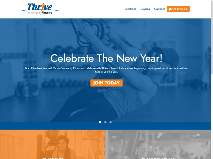 Thrive Community Fitness Website Design by Efinitytech Seattle