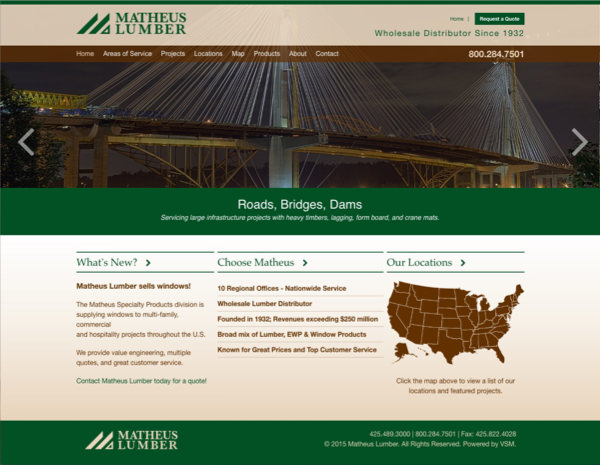Matheus Lumber Website Design by Efinitytech Seattle