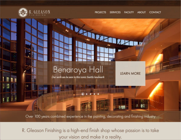 R Gleason Finishing Website Design by Efinitytech Seattle