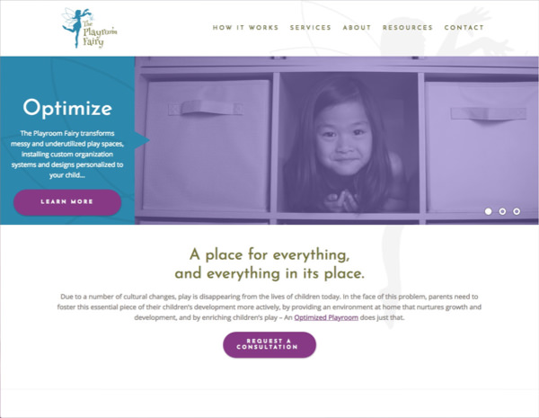The Playroom Fairy Website Design by Efinitytech Seattle