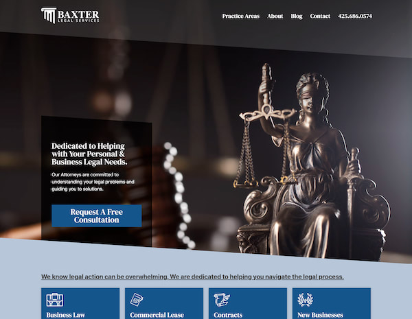 Baxter Legal Services Website Design by Efinitytech Seattle
